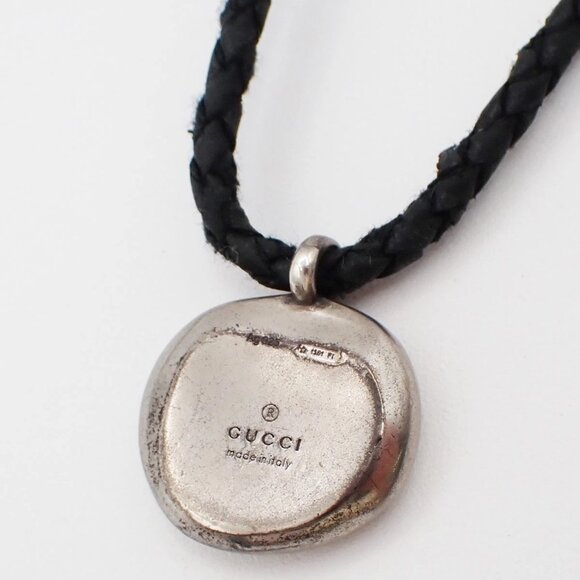 GUCCI Logo Crest Braided string Necklace AG925 Silver Italy 07RL457 - Picture 3 of 12